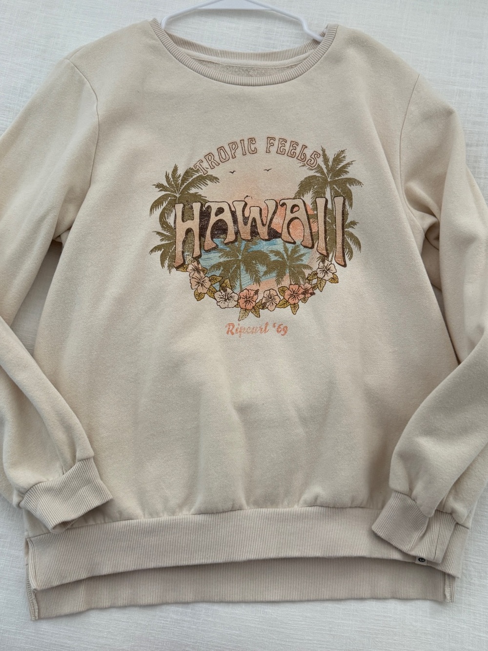 Rip Curl Beige Hawaii Graphic Crewneck Sweater